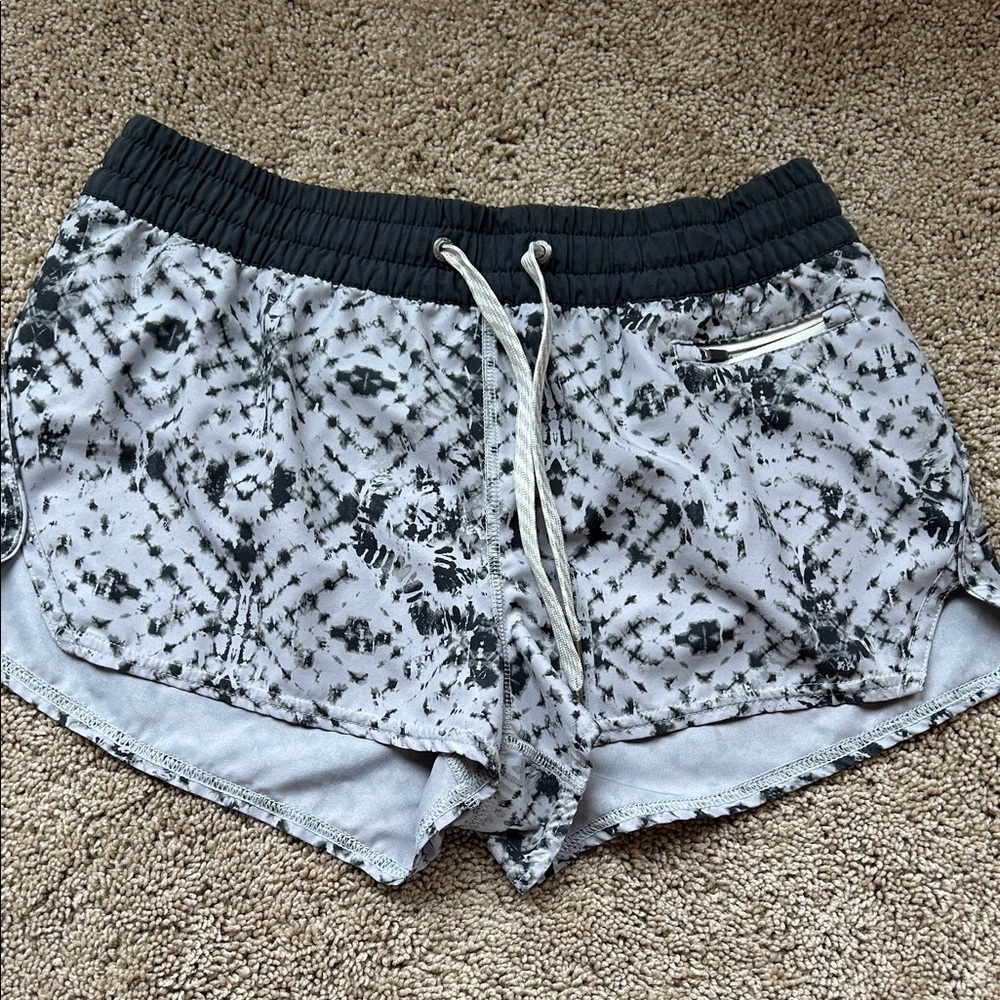 Vuori Black & White Tie-Dye Athletic Shorts